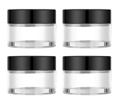 Tecohouse 4-pack 1oz glass containers with lids, ideal for creams and samples.