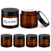 Tecohouse amber glass 2oz jar with lid, ideal for travel cosmetics and samples.