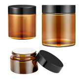 Tecohouse amber glass jar 4oz with lid, protects cosmetics from light and leaks.