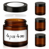 Tecohouse 4 oz amber glass jar with black lid protects contents from light.