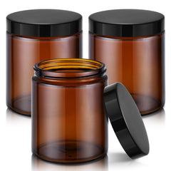 Tecohouse amber glass jar 8oz with lid for candle storage and pantry organization
