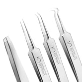 Teenitor 4 Pcs Blackhead Tweezers set with four shapes for precise extraction.