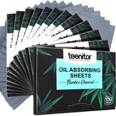Teenitor Bamboo Charcoal blotting paper pack closeup for oil absorption without makeup smudge
