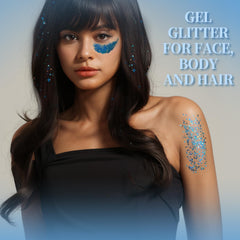Teenitor blue glitter gel provides long-lasting sparkle for festivals.