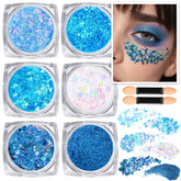 Teenitor blue glitter gel with six shapes for face, body, and hair.