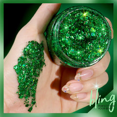 Teenitor brillo verde para cabello en gel, brillo duradero durante eventos