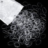 Teenitor clear hair elastics 300pc pack, front view, discreet everyday ponytails.