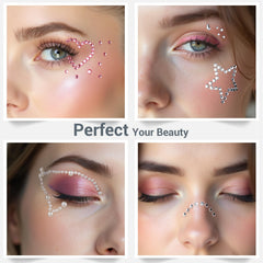 Cristales faciales translúcidos Teenitor con corazones, lunas y estrellas para aspecto elegante.