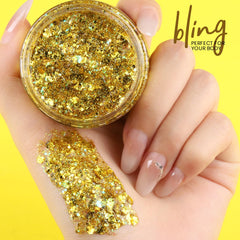 Teenitor gold glitter gel swab enables precise application.