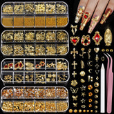 Teenitor gold nail charms set with 12 styles for luxe nail design
