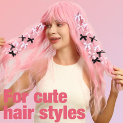 Teenitor lazo rosa satinada para cabello, acabado suave