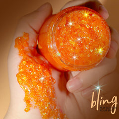 Teenitor orange glitter on face adds vivid sparkle for a playful look