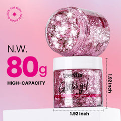Teenitor pink chunky glitter closeup showing large pieces for bold accents.
