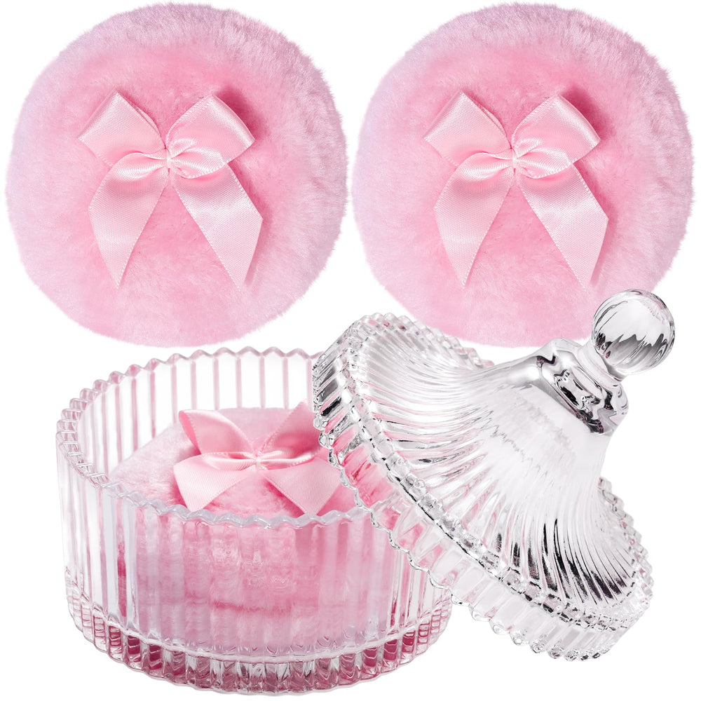 Teenitor powder puff set in pink with gentle design for daily body powder application