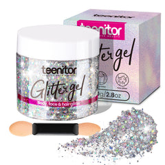 Teenitor silver body glitter gel bottle for quick, easy application