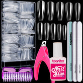 Teenitor tips uñas claras forma ataúd para ajuste natural