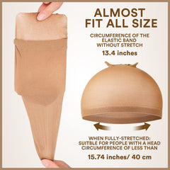 Teenitor beige wig cap packaging with two caps per board for savings.