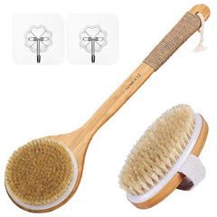 TEMEAYE cepillo seco para todo el cuerpo con mango de madera, alcance y exfoliación suave.