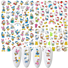 Temote cartoon nail stickers on nail application demonstration for quick decoration