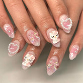 Temote Uñas postizas Rosa Forma Almendra Frances para un aspecto elegante