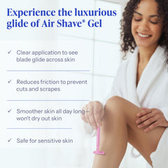 Tend Skin Air Shave Gel clear application area illustrating its non-foaming glide.