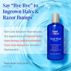Tend Skin solution applied on leg demonstrates post-shave treatment for legs.