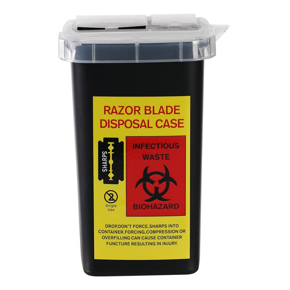 TEONEI razor blades dispenser case compact black in a barber kit, showing portable design