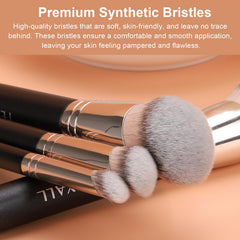 TEOYALL Foundation Contour Conceal Brush Set ergonomic wooden handle for comfortable blending.