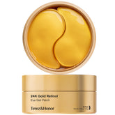 TEREZ & HONOR 24K gold eye patches close-up for luminous under-eye radiance.