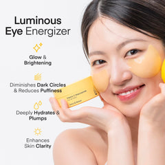 TEREZ & HONOR Vitamin C Eye Patches packaging highlights vegan, fragrance-free design.