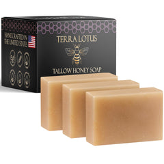 Terra Lotus Jabón de sebo orgánico con miel lavanda, barra suave para la piel hidratada