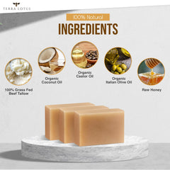 Jabón Terra Lotus con espuma cremosa, lavado suave para rostro y cuerpo