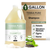 Terra Pure Hotel Shampoo 1-gallon bottle for easy dispenser refills in guest rooms