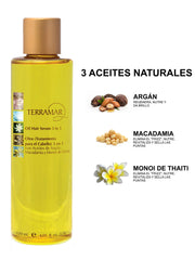 Terramar frasco de aceite de argán, macadamia y Tahití para uso diario.