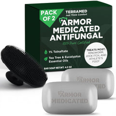 Terramed Just Think Comfort antifungal soap pack 2 for daily cleansing and protection.