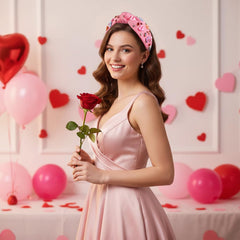 TERSE diadema con nudo grande y cristales rosa, ajuste cómodo para uso diario.