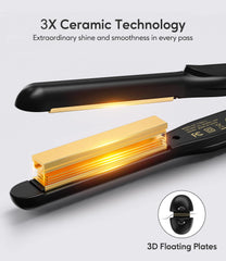 Terviiix travel-ready dual voltage flat iron with versatile styling options