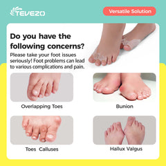 Tevezo toe separators with non-slip interior stay in place during activities.