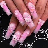 Tezocr pink coffin nails 24pcs with glossy finish for instant nail art.