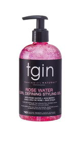 tgin agua de rosas en botella: hidratación suave para rizos definidos.