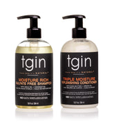 tgin Moisturizing Shampoo bottle pour for gentle cleansing of curly hair