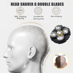TGSBHIO heads in use shows comfortable glide on a bald head.