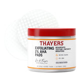 Thayers Exfoliating 2% AHA Pad, doble lado, exfoliación suave para piel uniforme.
