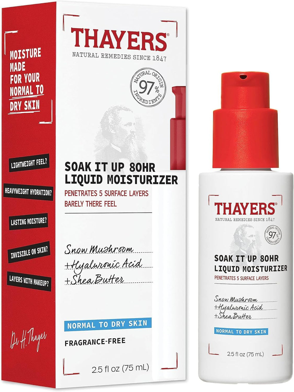 THAYERS Soak It Up: botella hidratante para hidratación diaria y suave.