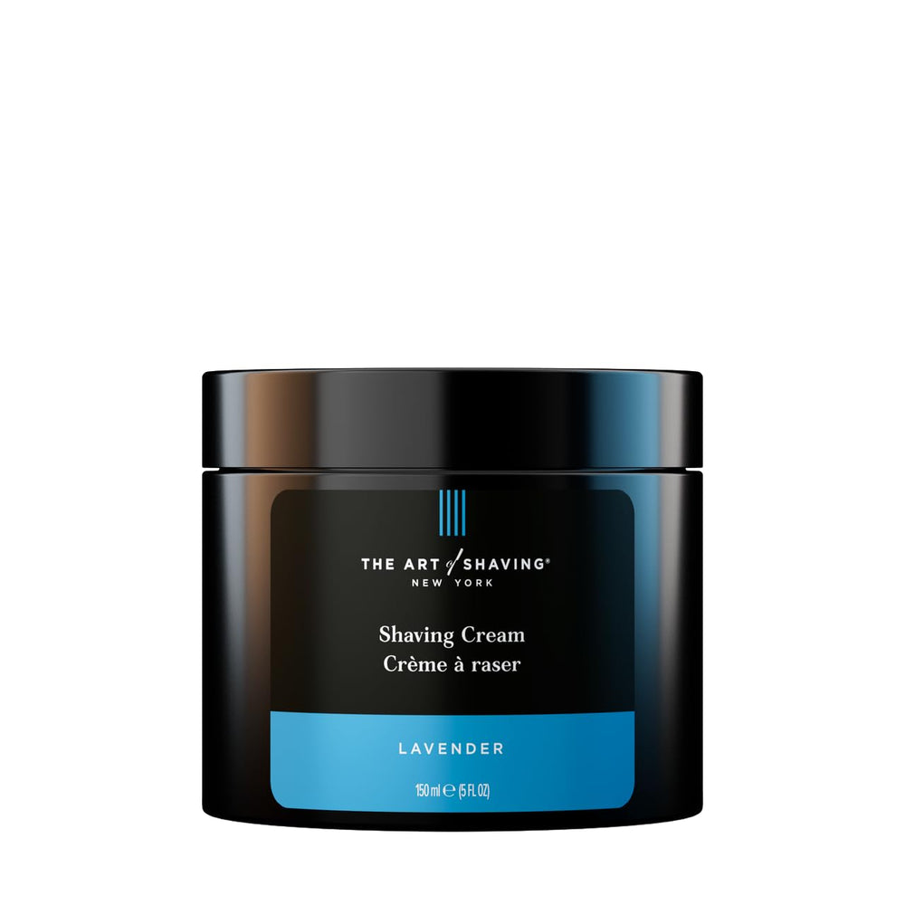 The Art of Shaving Lavender shaving cream jar for a close, comfortable shave.