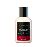 The Art of Shaving sandalwood balm packaging highlights premium materials.