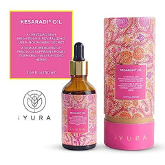 The Ayurveda Experience Kesaradi dropper releasing precise drops for moisturized skin.