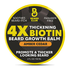 The Beard Club Biotin Beard Balm front view promotes a fuller-looking beard.