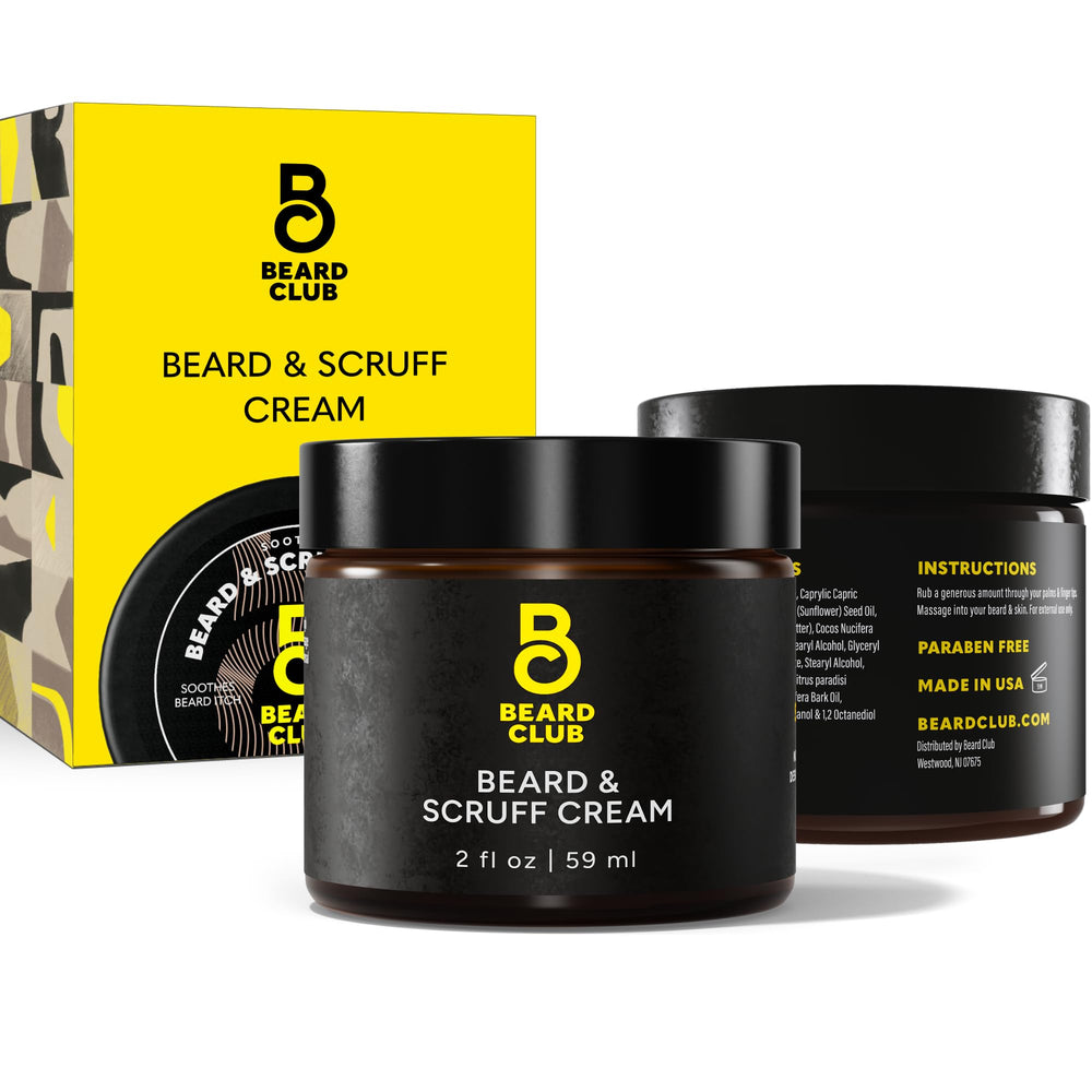 The Beard Club Biotin Beard Cream tube promotes deep hydration for facial hair.