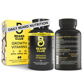 The Beard Club Biotin Beard Growth Vitamins bottle showcases the daily beard support formula